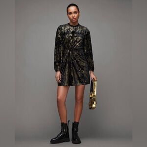 All Saints Jemima Star Printed Wrap Over Mini Dress